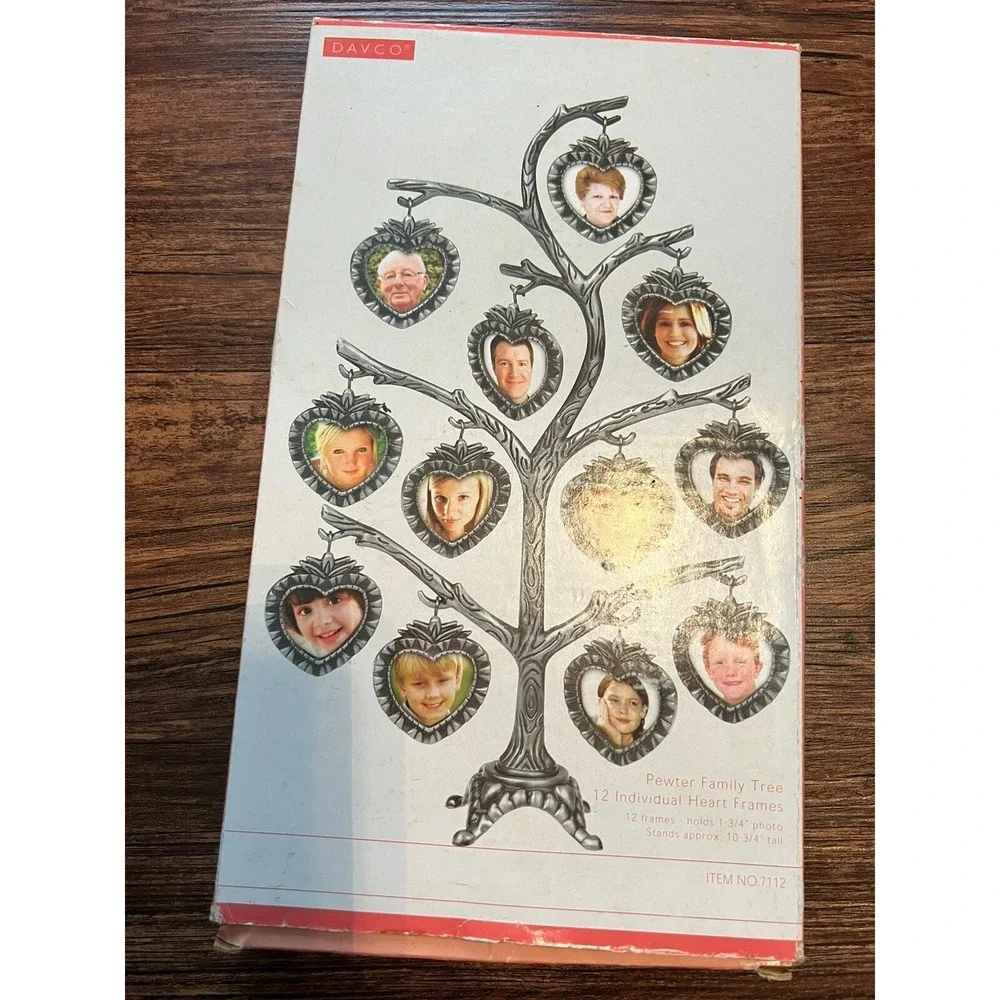 Davco‎ Pewter Family Tree 12 Individual Heart Frames 1 3/4 